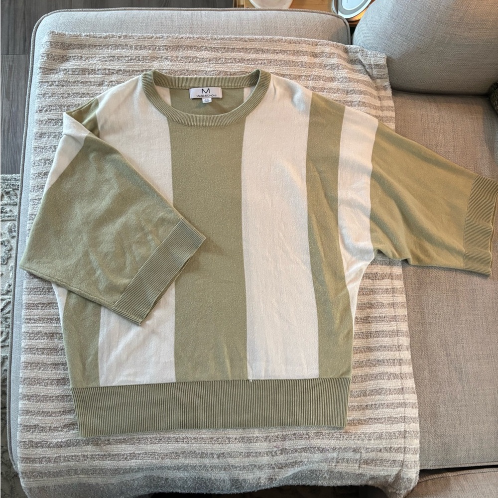 Women’s Green and Cream Sweater